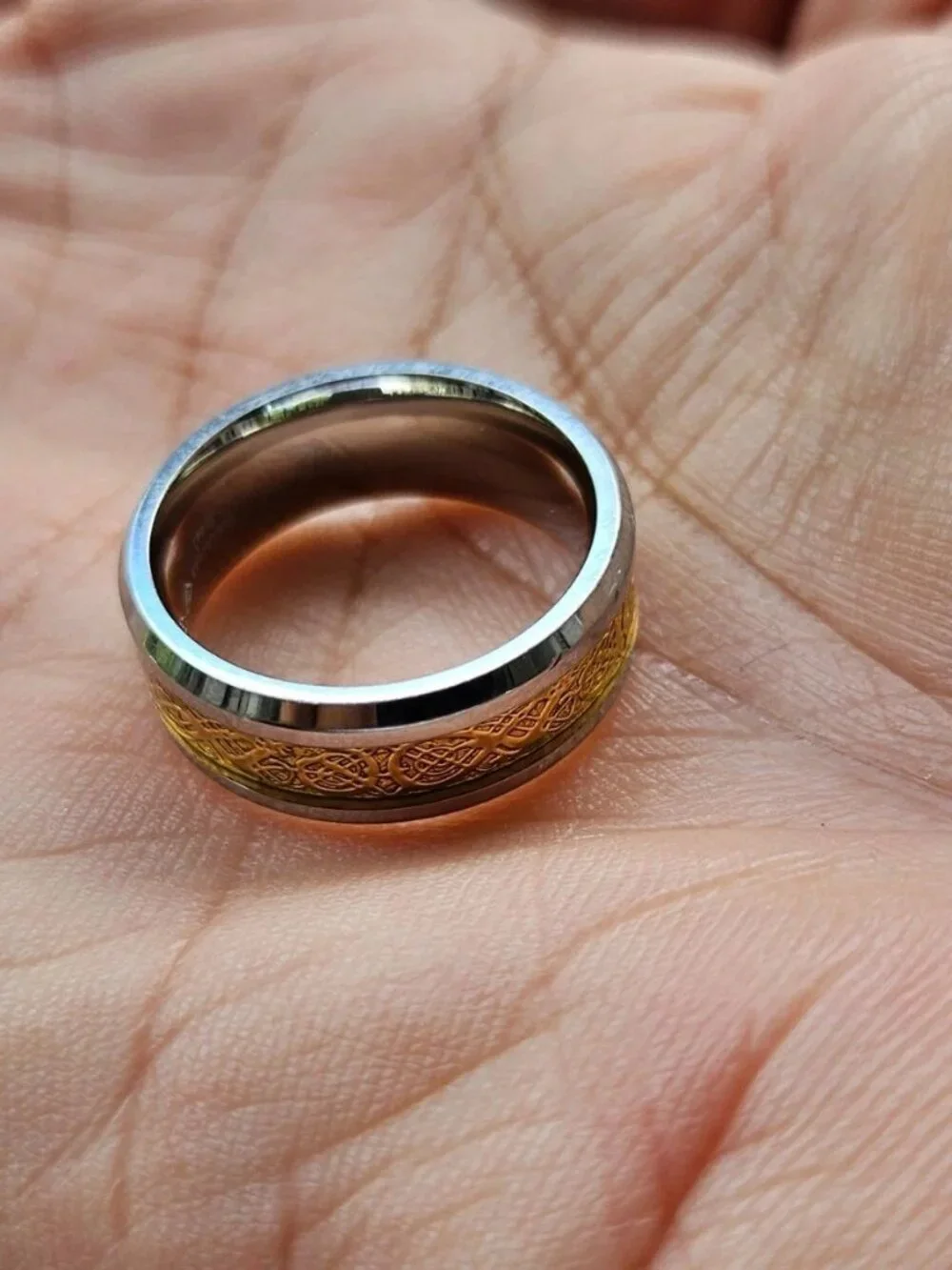 Men Ring Stainless Steel Gunmetal/Gold Tone Fashion Jewelry Finger Band Size 8